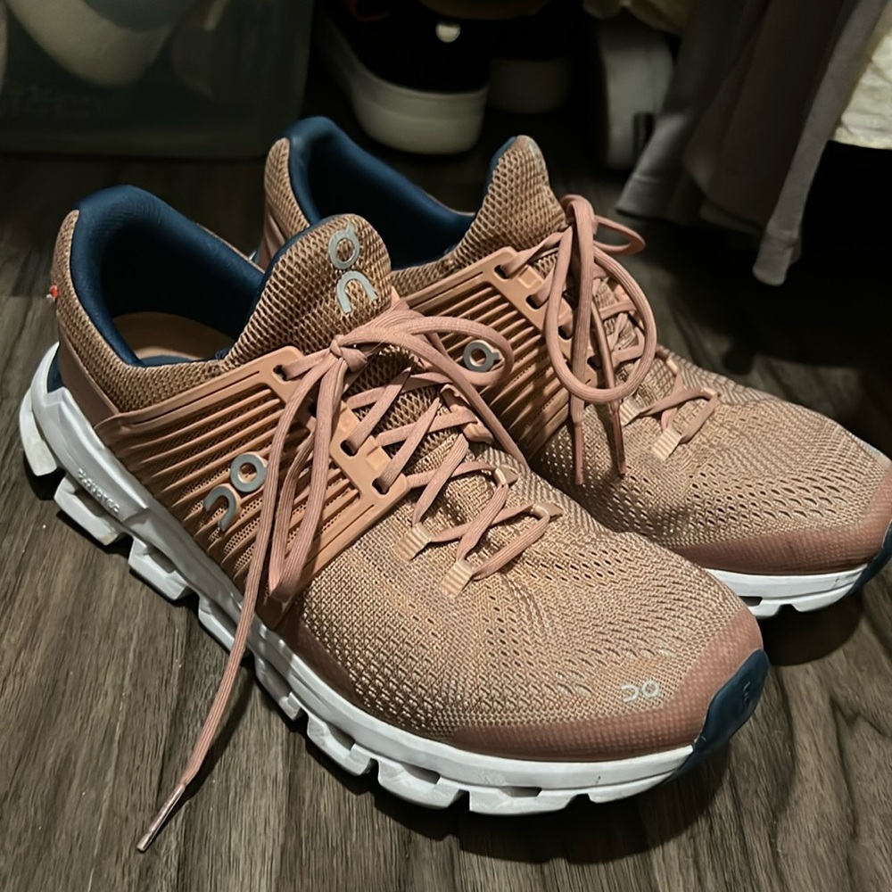 Rose gold on cloud sneakers